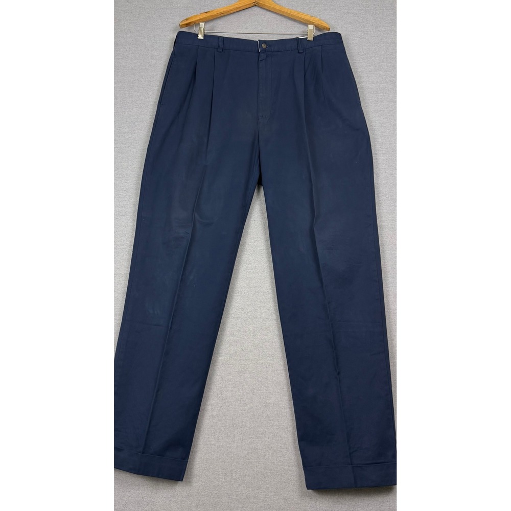Polo Ralph Lauren Vintage Pleated Chinos Navy Blue 38x32 Cotton Cuffed Pants